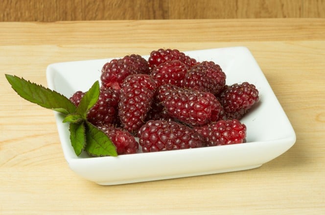 tayberry u bijeloj zdjelici