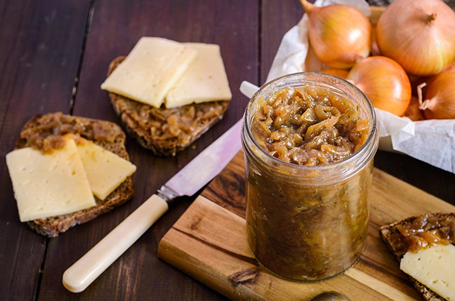 Caramelized onion jam , homemade sauce