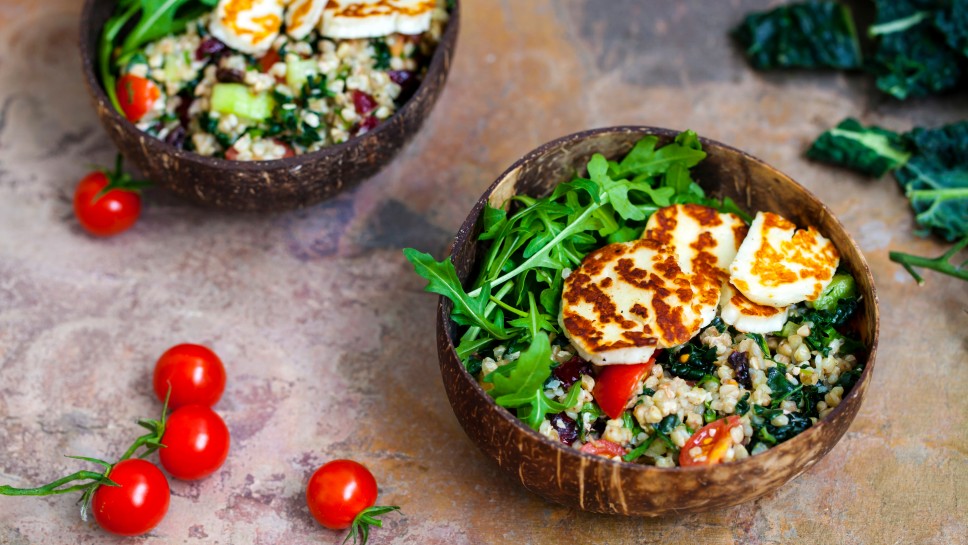 Buckwheat salad with halloumi cheese