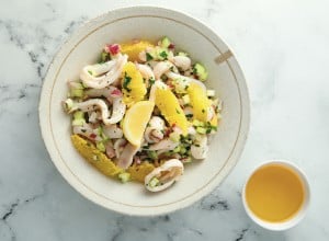 Squid salad with fresh orange