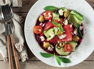 salata s lubenicom, krastavcima i feta sirom