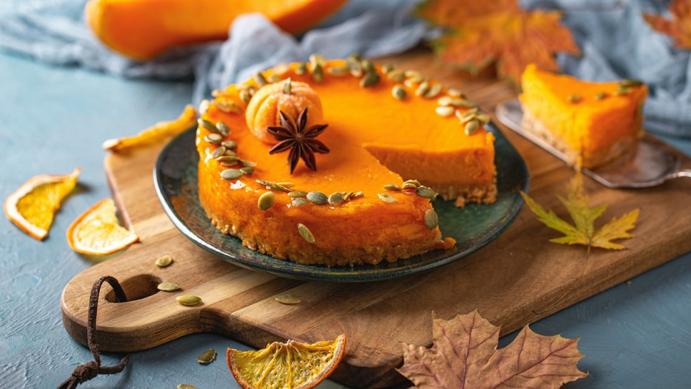 Autumn sweet recipes for cozy break with chocolate cake , milk, pumpkin, oranges, chestnut and soft warm drinks 