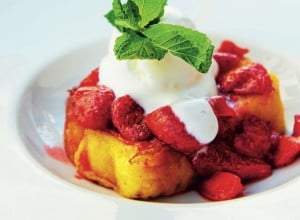 French toast grilled  strawberries and ice cream on top; Shutterstock ID 2088813346; purchase_order: Nisa; job: BBQ 2022.; client: Spar Hrvatska; other: 