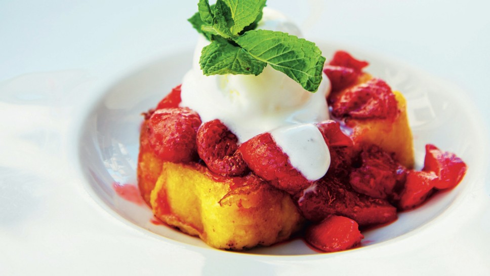 French toast grilled  strawberries and ice cream on top; Shutterstock ID 2088813346; purchase_order: Nisa; job: BBQ 2022.; client: Spar Hrvatska; other: 