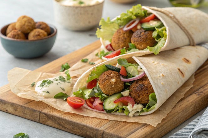 Falafel Wrap Image, First food photography, food presentation, culinary art, food styling, food photography tips, plate design.